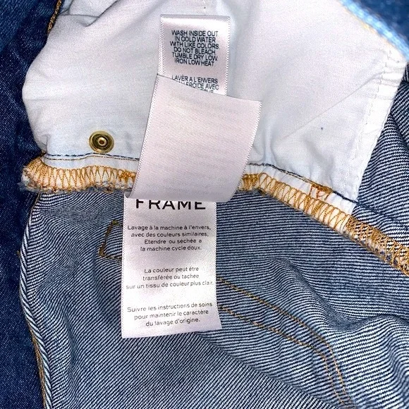 FRAME LE MINI RAW STAGGER EDGE DENIM MINISKIRT SIZE 29